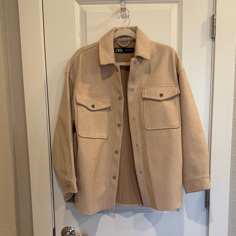 Zara Beige/super light pink Shirt Jacket